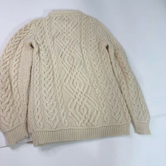 SAOL Ireland Sweater Womens Small Cream Cable Knit 100% Merino Wool Fisherman* - Picture 5 of 9